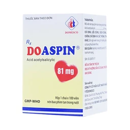 Thuốc Doaspin 81mg Domesco dự phòng huyết khối tim mạch và mạch não (100 viên)