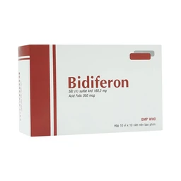 Thuốc Bidiferon điều trị dự phòng thiếu sắt và acid folic (10 vỉ x 10 viên)