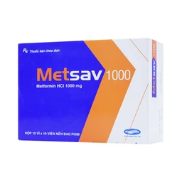 Viên nén Metsav 1000 Savi điều trị bệnh đái tháo đường típ 2 (10 vỉ x 10 viên) 