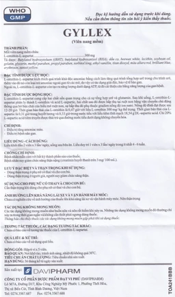 Thuốc Gyllex 300mg Đạt Vi Phú điều trị tăng amoniac máu, bệnh não gan (6 vỉ x 5 viên)