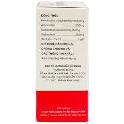 Bột uống Sumakin Mekophar điều trị nhiễm khuẩn miệng và đường hô hấp (12 gói x 1.5g)