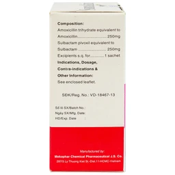 Bột uống Sumakin Mekophar điều trị nhiễm khuẩn miệng và đường hô hấp (12 gói x 1.5g)