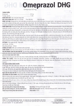 Viên nang Omeprazol DHG 20mg điều trị trào ngược dạ dày - thực quản (3 vỉ x 10 viên)