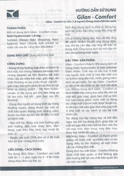 Nhỏ mắt Gilan Comfort dùng cho mắt khô, hội chứng stevens johnson (30 ống x 0.4ml)