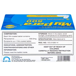 Thuốc My Para 500mg S.P.M hỗ trợ giảm đau hạ sốt (10 vỉ x 10 viên)	