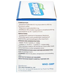 Hỗn dịch uống Biviantac BRV điều trị triệu chứng ăn không tiêu, đầy hơi (20 gói x 10 ml)