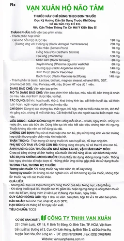 Thuốc Hộ Não Tâm Vạn Xuân giúp bổ khí, hoạt huyết (10 vỉ x 10 viên)