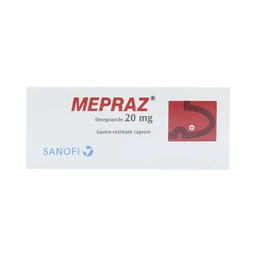 Viên nang cứng Mepraz 20mg Sanofi điều trị trào ngược dạ dày thực quản (4 vỉ x 7 viên)