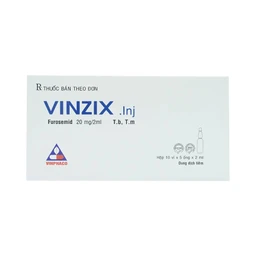 Dung dịch Vinzix 20mg/2ml Vinphaco điều trị phù trong suy tim sung huyết (10 vỉ x 5 ống x 2ml)
