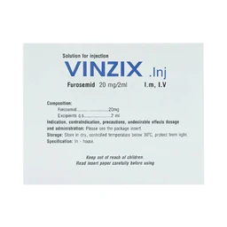 Dung dịch Vinzix 20mg/2ml Vinphaco điều trị phù trong suy tim sung huyết (10 vỉ x 5 ống x 2ml)