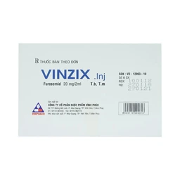 Dung dịch Vinzix 20mg/2ml Vinphaco điều trị phù trong suy tim sung huyết (10 vỉ x 5 ống x 2ml)