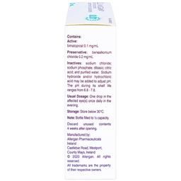 Thuốc nhỏ mắt Lumigan 0.01% Allergan giảm tăng áp suất nội nhãn (3ml)