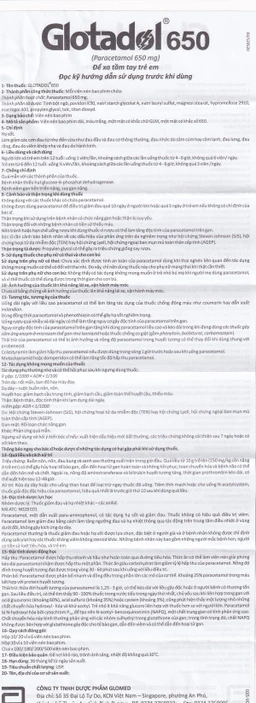 Thuốc Glotadol 650 Abbott hỗ trợ hạ sốt và giảm đau (10 vỉ x 10 viên)
