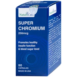 Viên uống giúp cân bằng đường huyết, giảm cholesterol Super Chromium 250mcg NatureCare (90 viên)