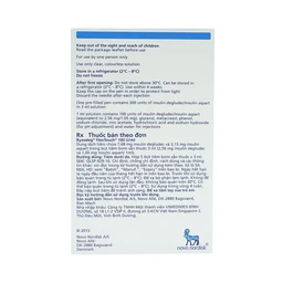 Bút tiêm Ryzodeg FlexTouch 100Units/ml điều trị đái tháo đường (5 cây x 3ml)