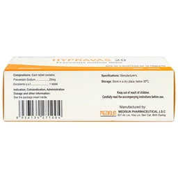 Thuốc Hypravas 20 Medisun điều trị tăng cholesterol máu, xơ vữa động mạch (6 vỉ x 10 viên)