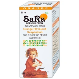 Hỗn dịch SaRa For Children 250mg Thai Nakorn Patana hương cam, hạ sốt và giảm đau (60ml)