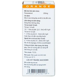 Hỗn dịch SaRa For Children 250mg Thai Nakorn Patana hương cam, hạ sốt và giảm đau (60ml)