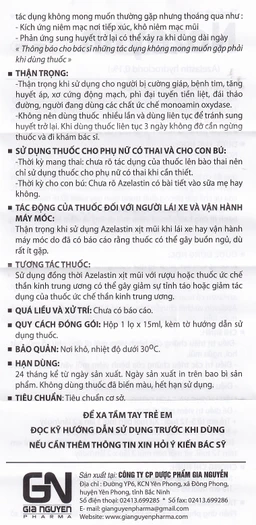 Thuốc xịt mũi Nozeytin Gia Nguyễn điều trị viêm mũi dị ứng, sổ mũi, hắt hơi, ngứa mũi (15ml)