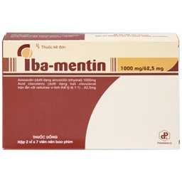 Thuốc Iba-Mentin 1000mg/62.5mg Pharbaco điều trị viêm Amidan, viêm xoang, viêm phế quản (2 vỉ x 7 viên)