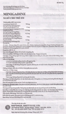 Siro cho trẻ em Minigadine Raptakos Brett phòng ngừa thiếu vi chất, biếng ăn (120ml)