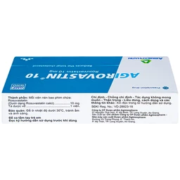 Thuốc Agirovastin 10 Agimexpharm giảm cholesterol toàn phần (3 vỉ x 10 viên)