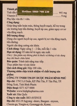 Viên uống tăng tuần hoàn máu thông huyết mạch BP Golden Pine Bio Avenue (100 viên)