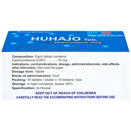 Thuốc Huhajo Tab 10mg JRP điều trị thay thế cho người bị suy vỏ thượng thận (10 vỉ x 10 viên)