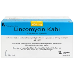 Thuốc tiêm Lincomycin Kabi điều trị nhiễm khuẩn nặng (50 ống x 2ml)