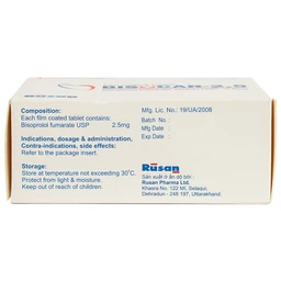 Thuốc Bisocar 2.5mg Rusan Pharma điều trị tăng huyết áp (10 vỉ x 10 viên)