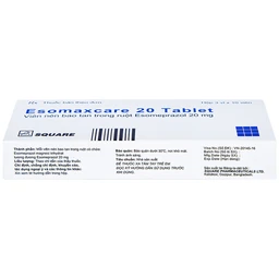 Thuốc Esomaxcare 20 Square điều trị loét dạ dày tá tràng lành tính (3 vỉ x 10 viên)