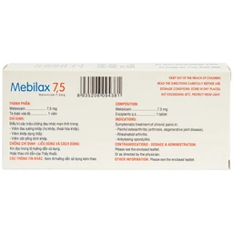 Viên nén Mebilax 7,5 DHG Pharma  điều trị viêm đau cơ xương khớp (2 vỉ x 10 viên)