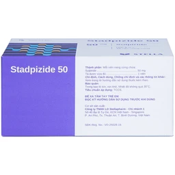 Thuốc Stadpizide 50 Stella điều trị triệu chứng ngắn ngày lo âu, tâm thần phân liệt (5 vỉ x 10 viên) 