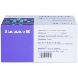 Thuốc Stadpizide 50 Stella điều trị triệu chứng ngắn ngày lo âu, tâm thần phân liệt (5 vỉ x 10 viên) 