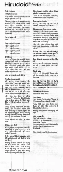 Kem bôi ngoài da Hirudoid Forte Olic điều trị viêm giãn tĩnh mạch (14g)