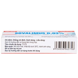 Thuốc mỡ Sovalimus 0.03% Hadiphar điều trị viêm da (10g)