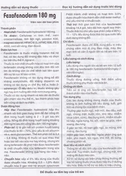 Thuốc Fexofenaderm 180mg Hasan điều trị viêm mũi dị ứng theo mùa, mày đay mạn tính vô căn (10 vỉ x 10 viên)