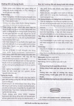 Thuốc Fexofenaderm 180mg Hasan điều trị viêm mũi dị ứng theo mùa, mày đay mạn tính vô căn (10 vỉ x 10 viên)