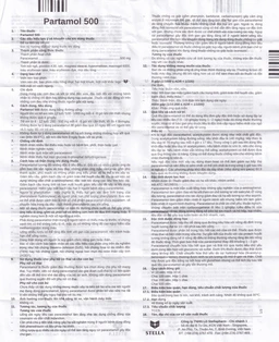 Thuốc Partamol 500 Stella điều trị các cơn đau và sốt từ nhẹ đến vừa (10 vỉ x 10 viên)