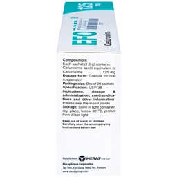 Cốm Efodyl 125mg Merap điều trị nhiễm khuẩn nhẹ đến vừa (20 gói)
