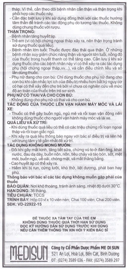 Viên nén Medi-Levosulpirid 25mg Medisun điều trị tâm thần phân liệt cấp và mạn tính (3 vỉ x 10 viên)