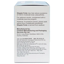 Thuốc Glupain Forte 750mg CMPS giảm thoái hoá khớp (10 vỉ x 10 viên)