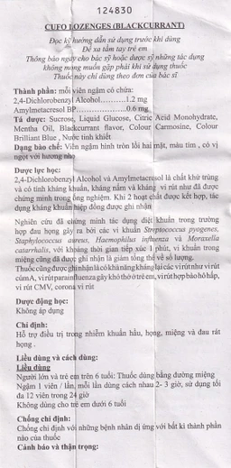 Viên ngậm Cufo Lozenges vị nho hỗ trợ điều trị trong nhiễm khuẩn hầu, họng, miệng (2 vỉ x 12 viên)