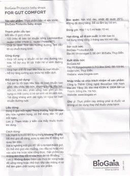 Bổ sung lợi khuẩn cho đường tiêu hóa BioGaia Protectis Baby Drops (5ml)