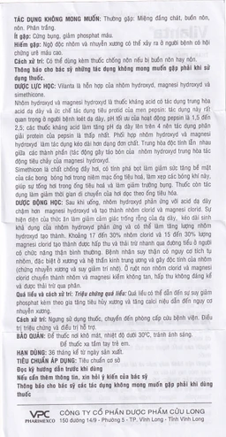 Thuốc Vilanta Pharimexco dịu triệu chứng ợ nóng, ợ chua (20 gói x 10g)