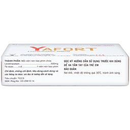Thuốc Yafort 500mg Cophavina điều trị động kinh cục bộ (3 vỉ x 10 viên)
