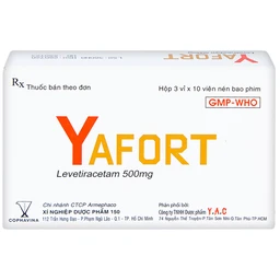 Thuốc Yafort 500mg Cophavina điều trị động kinh cục bộ (3 vỉ x 10 viên)