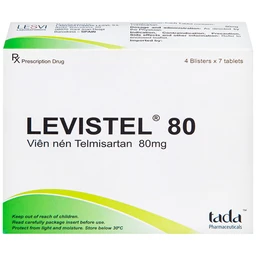 Viên nén Levistel 80 Tada Pharma điều trị tăng huyết áp, suy tim (4 vỉ x 7 viên)
