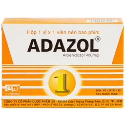 Thuốc Adazol 400mg Dược 3-2 điều trị nhiễm ký sinh trùng đường ruột (1 vỉ x 1 viên)