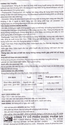 Thuốc Adazol 400mg Dược 3-2 điều trị nhiễm ký sinh trùng đường ruột (1 vỉ x 1 viên)